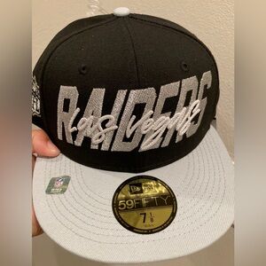 New Era Las Vegas Raiders Script Logo Fitted Hat NWT 2022 NFL Draft